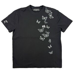 Only the Blind Mens Embroidered Butterfly T-Shirt Black Sz Large London England